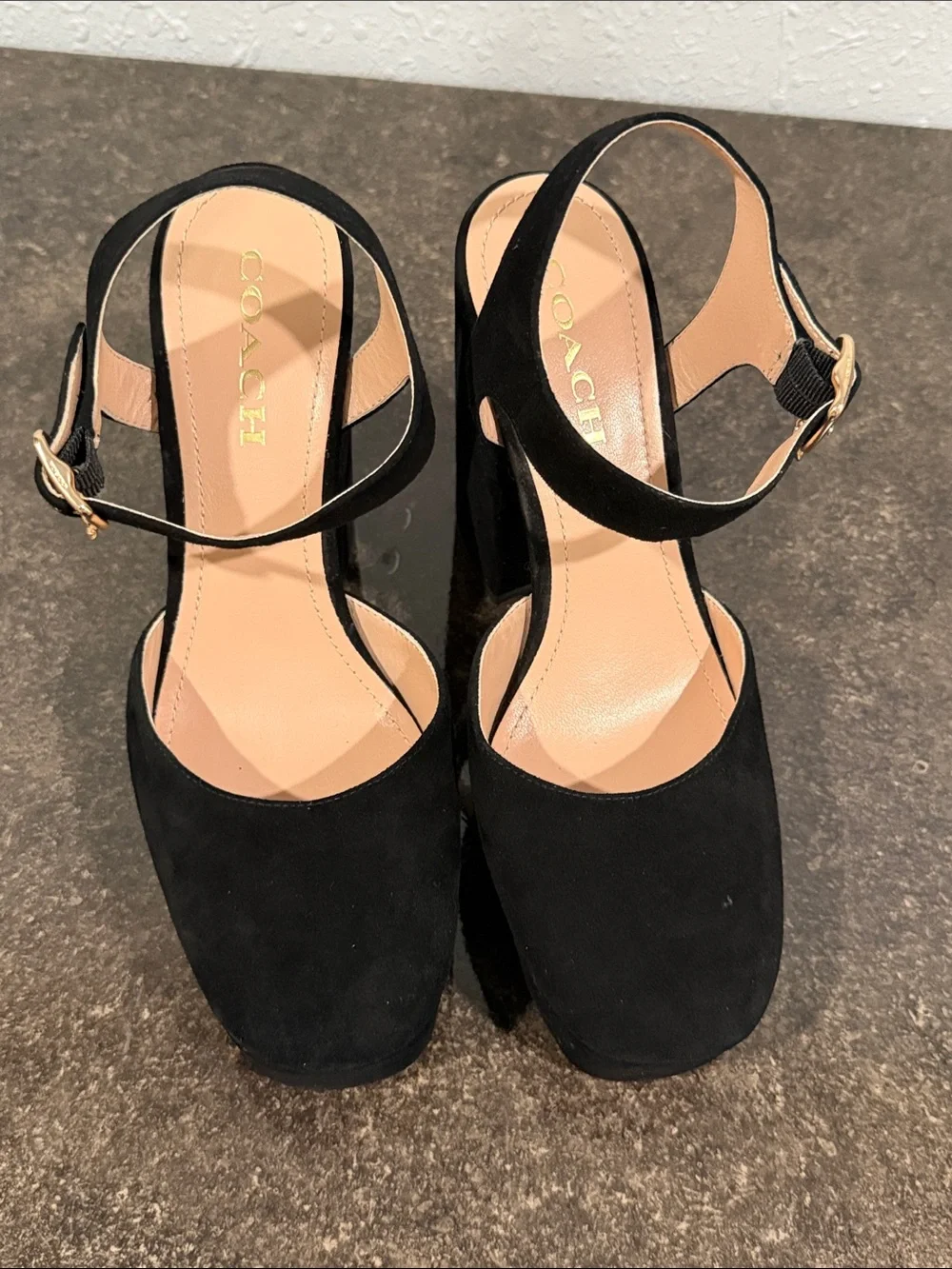 Coach Isabella Suede Black Platform Pump Heels Size 8.5